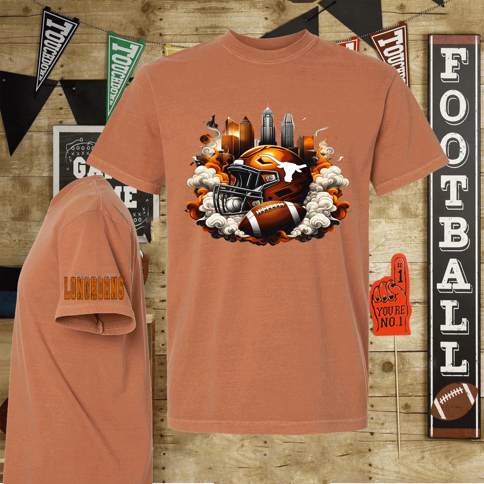 University of Texas Football Shirts, Longhorns Football sweatshirts, SEC Football, College Football, Hook em Horns, Faux Glitter Longhorn Retro Comfort Colors