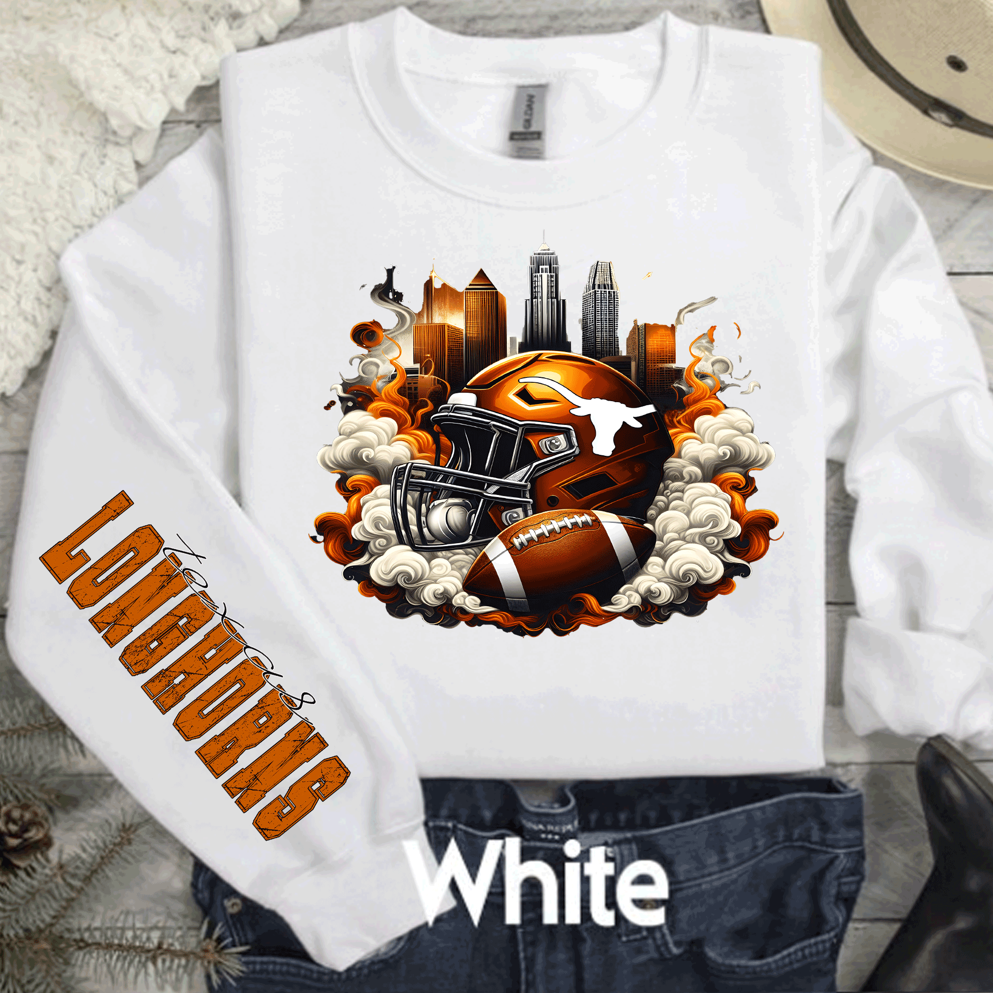 University of Texas Football Shirts, Longhorns Football sweatshirts, SEC Football, College Football, Hook em Horns, Faux Glitter Longhorn Retro Comfort Colors