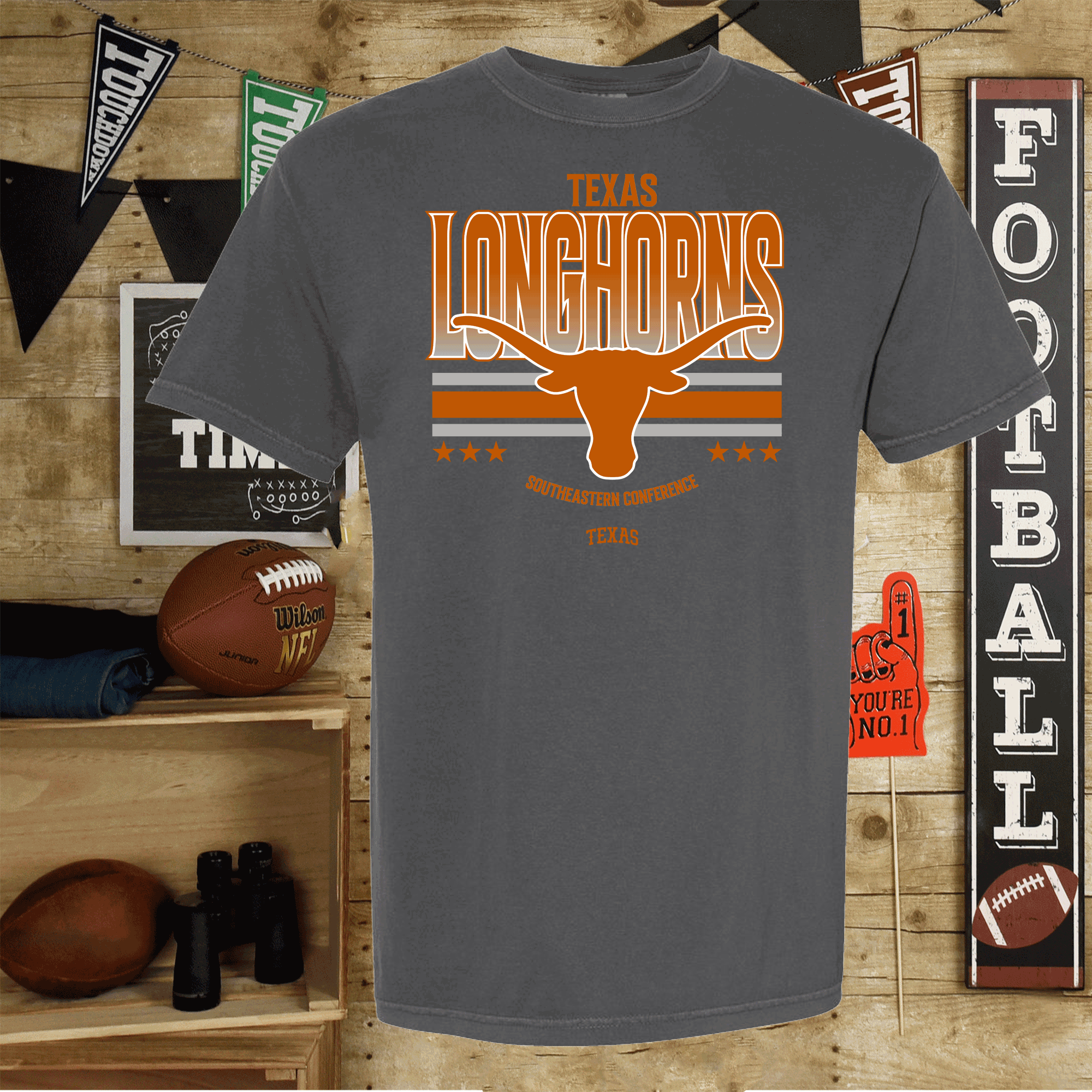 University of Texas Football Shirts, Longhorns Football sweatshirts, SEC Football, College Football, Hook em Horns, Faux Glitter Longhorn Retro Comfort Colors