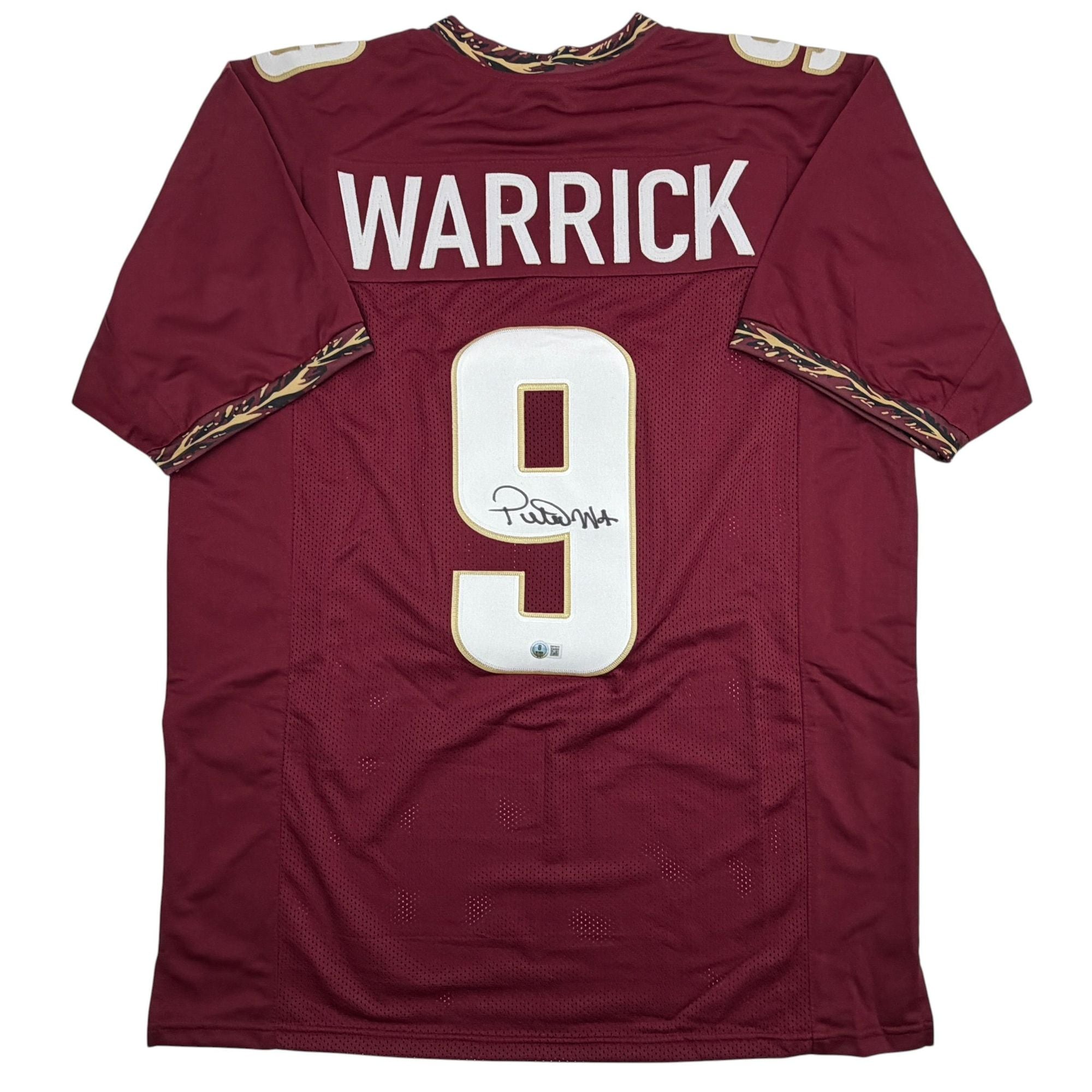 Autographed/Signed Peter Warrick Florida State FSU Maroon College Football Jersey Beckett BAS COA