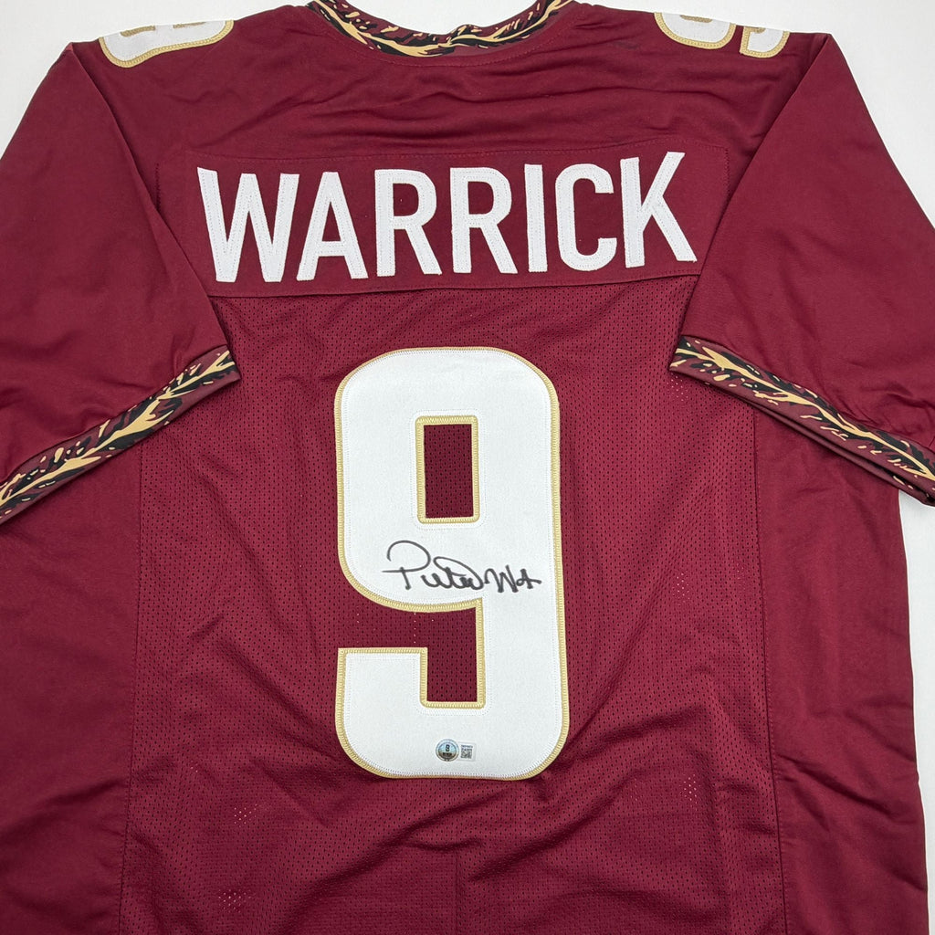 Autographed/Signed Peter Warrick Florida State FSU Maroon College Football Jersey Beckett BAS COA