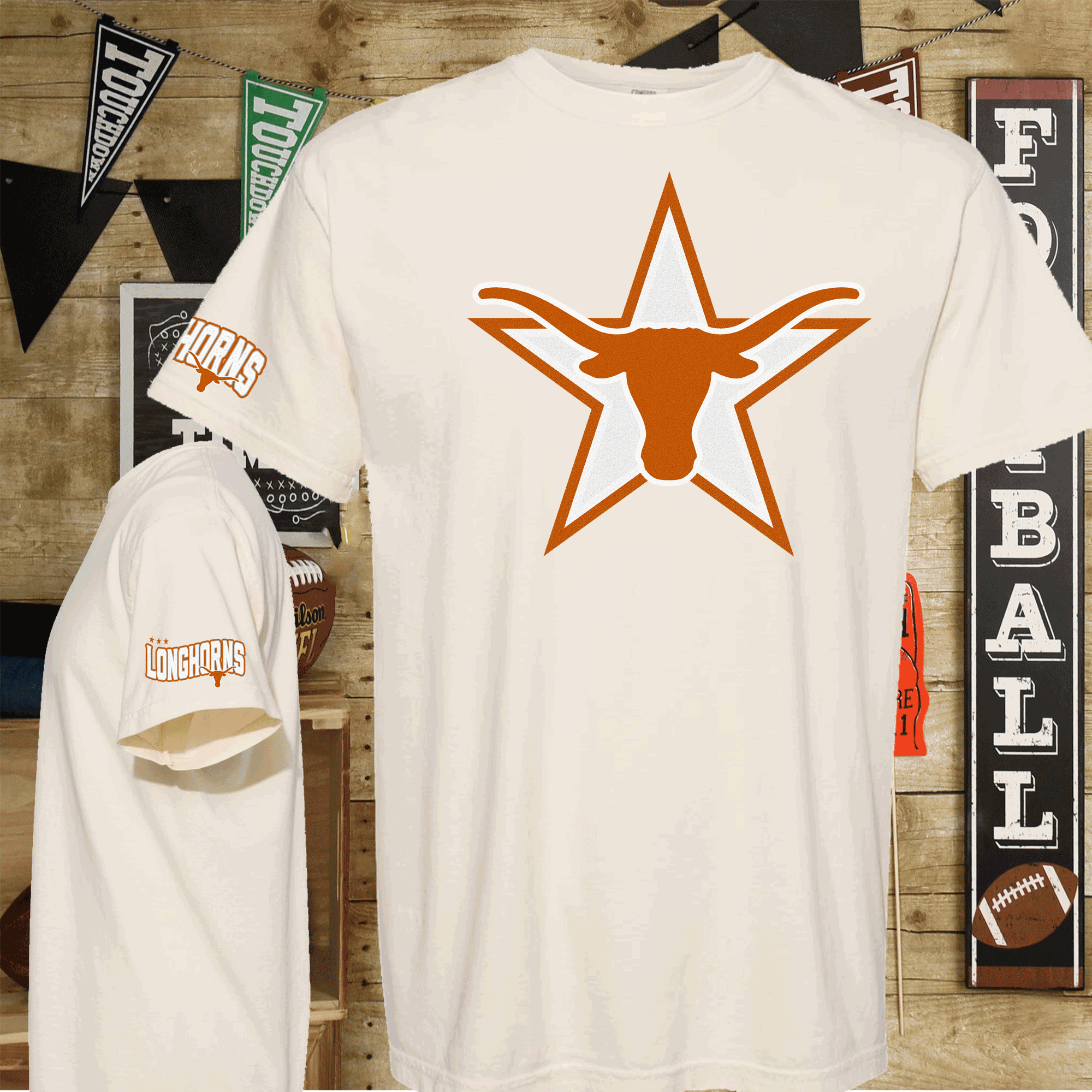 University of Texas Football Shirts, Longhorns Football sweatshirts, SEC Football, College Football, Hook em Horns, Faux Glitter Longhorn