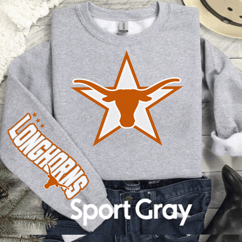 University of Texas Football Shirts, Longhorns Football sweatshirts, SEC Football, College Football, Hook em Horns, Faux Glitter Longhorn