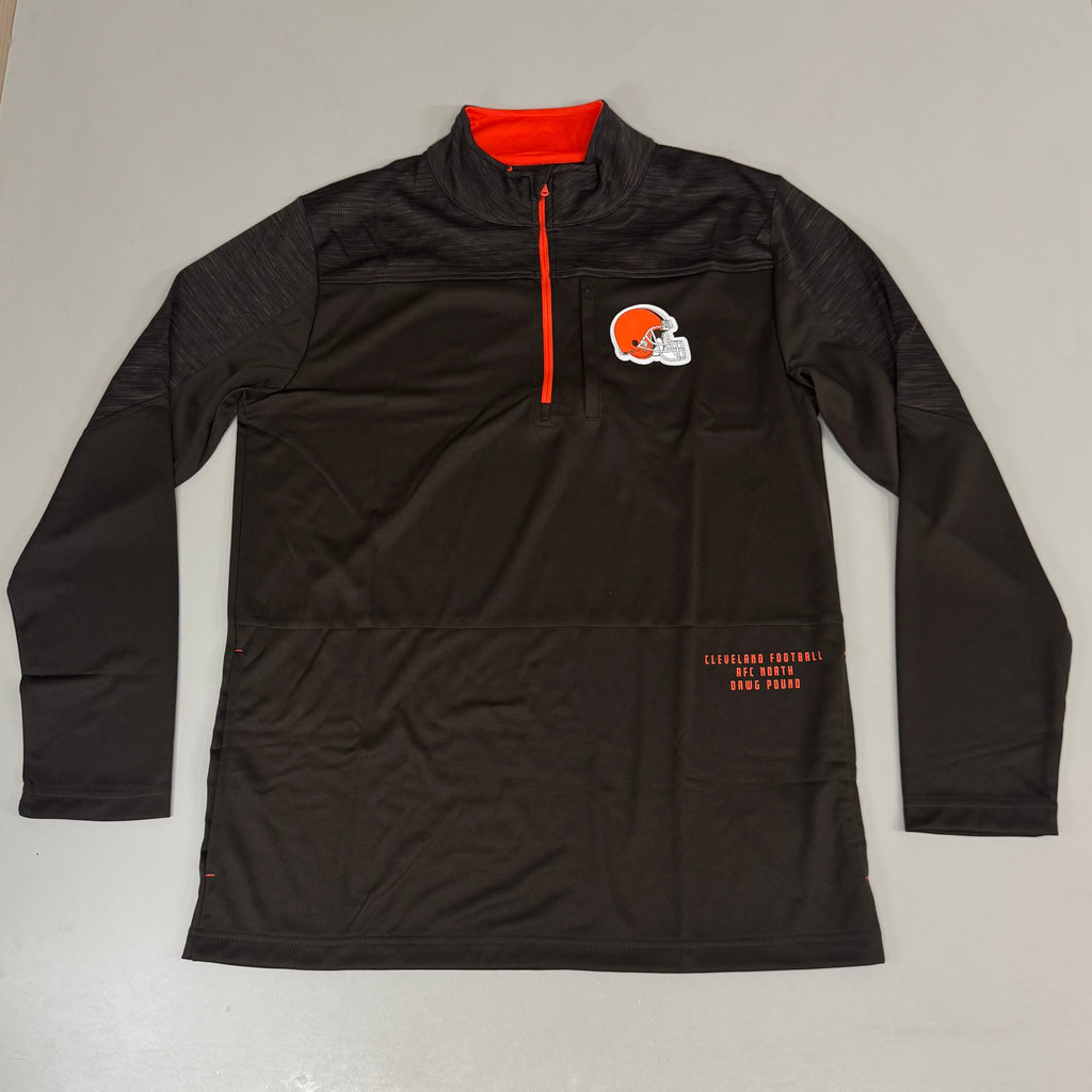 NFL Cleveland Browns Quarter Zip Pullover Shirt Long Sleeve XL Brown 1802969