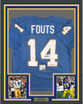 Framed Autographed/Signed Dan Fouts 35x39 San Diego Powder Blue Football Jersey PSA/DNA COA