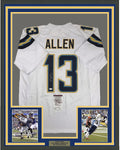 Framed Autographed/Signed Keenan Allen 35x39 Los Angeles LA Chargers White Football Jersey JSA COA