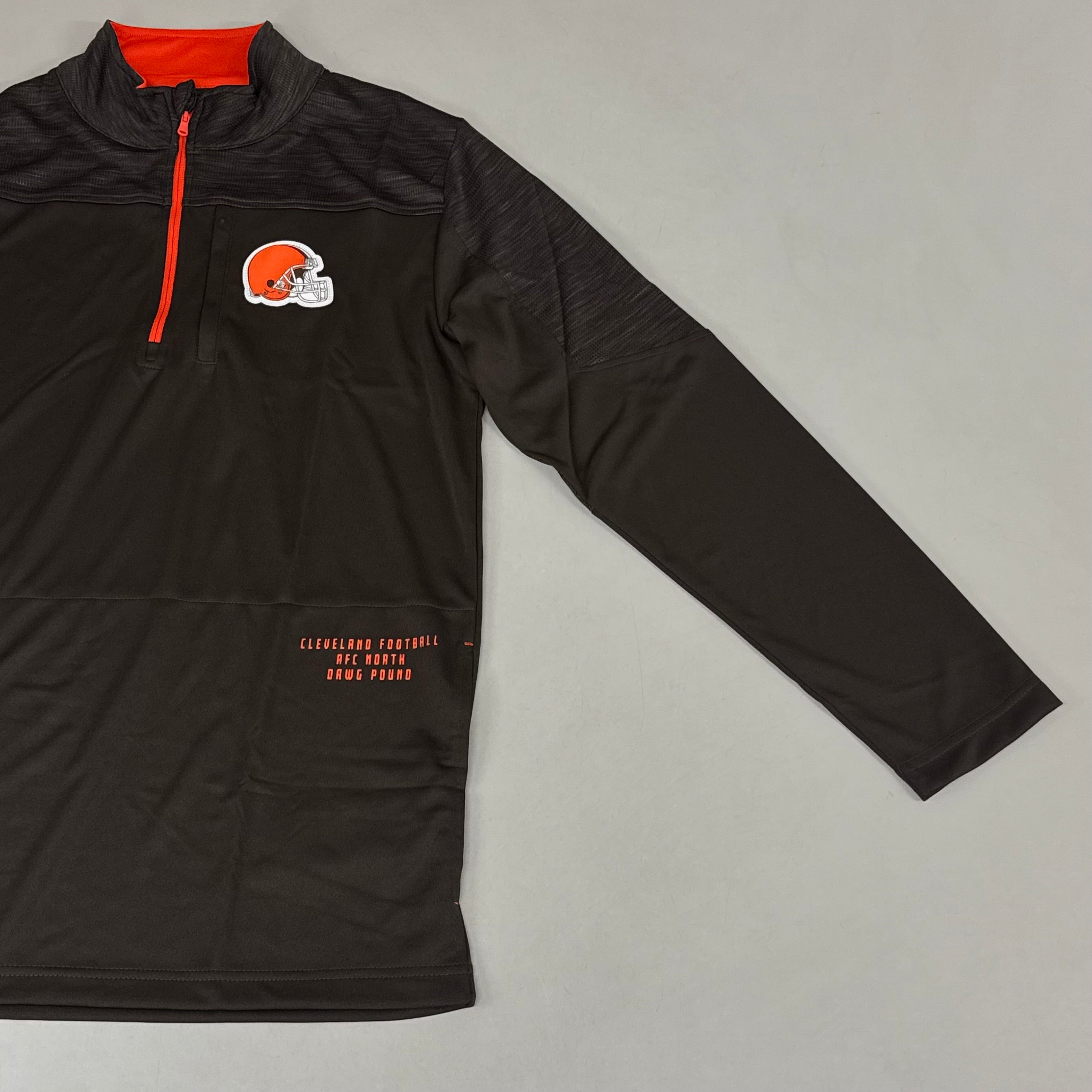 NFL Cleveland Browns Quarter Zip Pullover Shirt Long Sleeve XL Brown 1802969