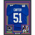 Framed Autographed/Signed Abdul Carter 35x39 New York Blue Football Jersey Beckett BAS COA