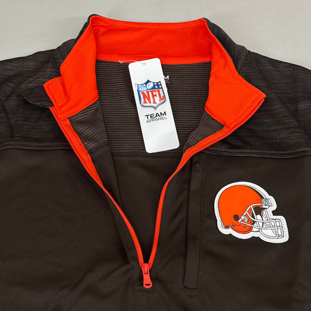 NFL Cleveland Browns Quarter Zip Pullover Shirt Long Sleeve XL Brown 1802969