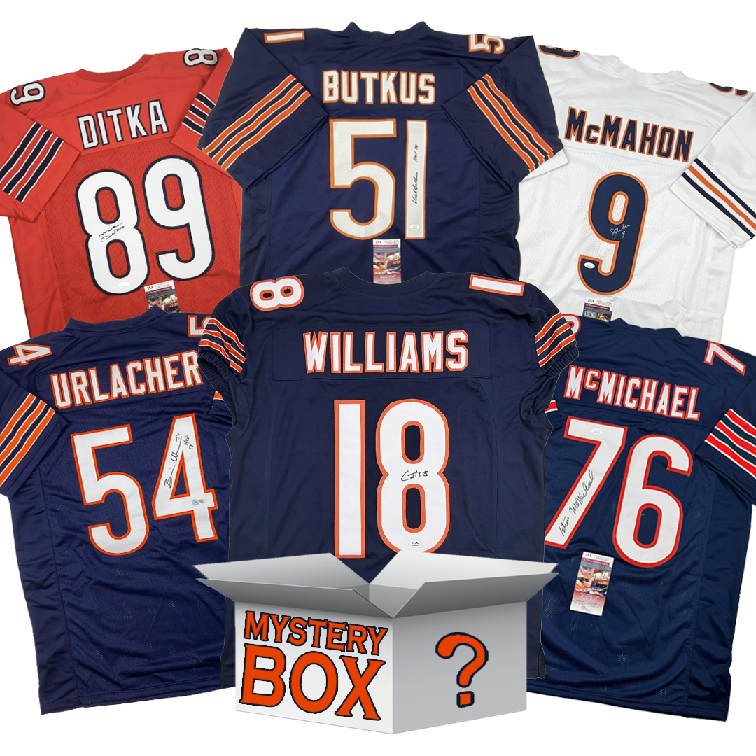 Autographed/Signed Chicago Football Jersey Mystery Box with PSA JSA or Beckett COA