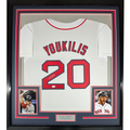 Framed Autographed/Signed Kevin Youkilis 35x39 Boston White Baseball Jersey JSA COA