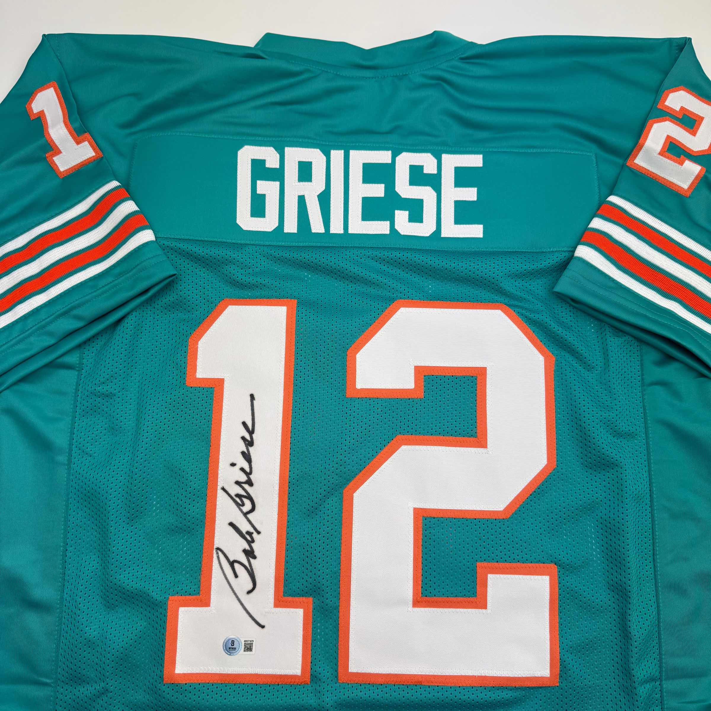 Autographed/Signed Bob Griese Miami Teal Football Jersey JSA COA