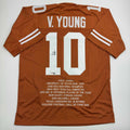 Autographed/Signed Vince Young Texas Orange Stat College Football Jersey JSA COA