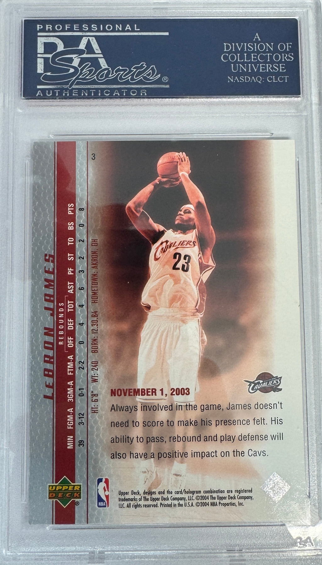 Graded 2003 Upper Deck UD LeBron James #3 Phenomenal Beginning Rookie RC Basketball Card PSA 10 Gem Mint