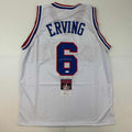 Autographed/Signed Julius Erving Dr. J Philadelphia White Basketball Jersey JSA COA