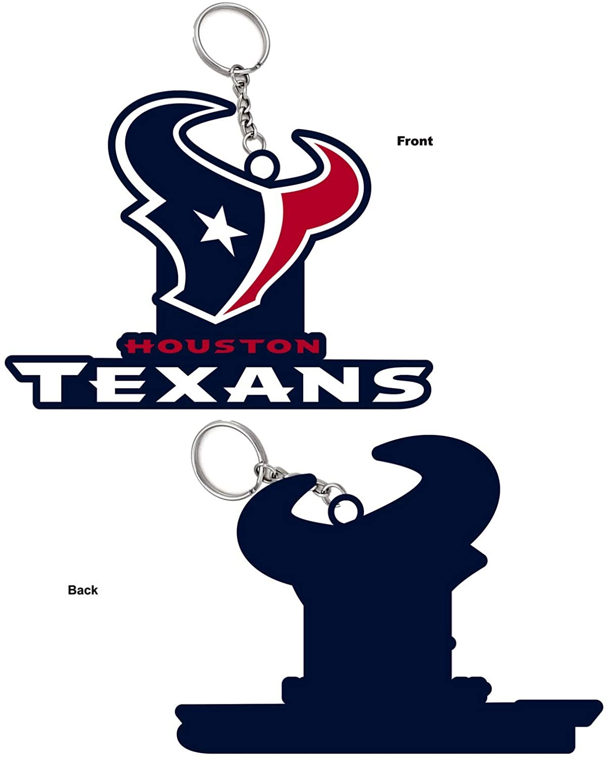 Houston Texans Bold Sporty Rubber Keychain - 5" Long x 3" Wide x 0.2" High