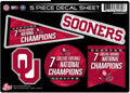 Oklahoma Sooners Decal Sticker Sheet 7X Time Champions 5 Piece Multi Flat Vinyl Emblem College Football University of